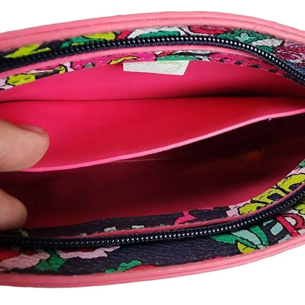 Vera Bradley- Classic Wristlet Top Zip Vinyl in Petal Paisley Blue Magenta